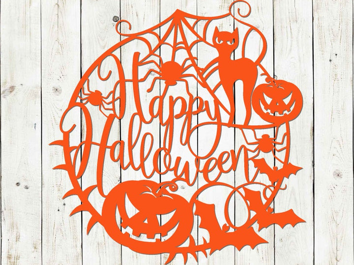 Happy Halloween Web Metal Sign Door Decor, Halloween Metal Sign, Scary, Halloween, Spider Web Sign, Halloween Decor, Halloween Door Hanger