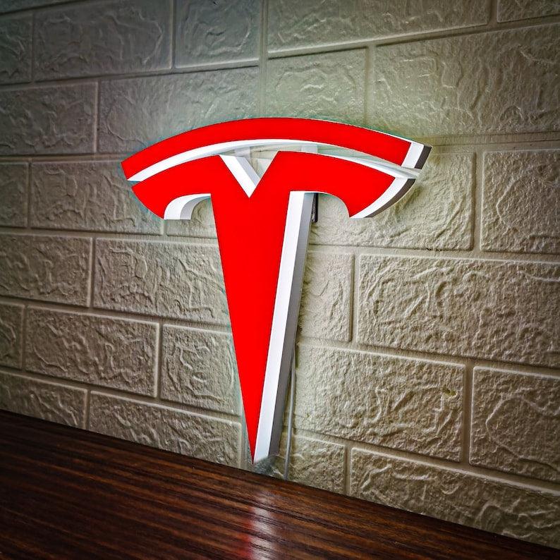 Tesla LED Lightbox, Garage Sign and Garage Decor for Tesla Model 3, Cyber Truck, Gift for men and Fathers Day Gift