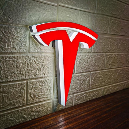 Tesla LED Lightbox, Garage Sign and Garage Decor for Tesla Model 3, Cyber Truck, Gift for men and Fathers Day Gift