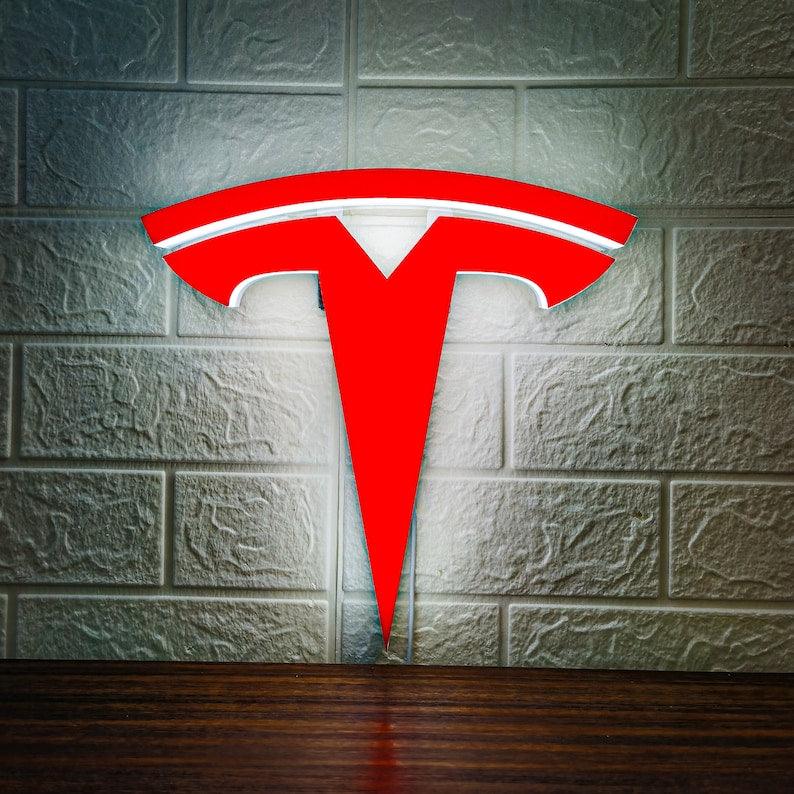 Tesla LED Lightbox, Garage Sign and Garage Decor for Tesla Model 3, Cyber Truck, Gift for men and Fathers Day Gift