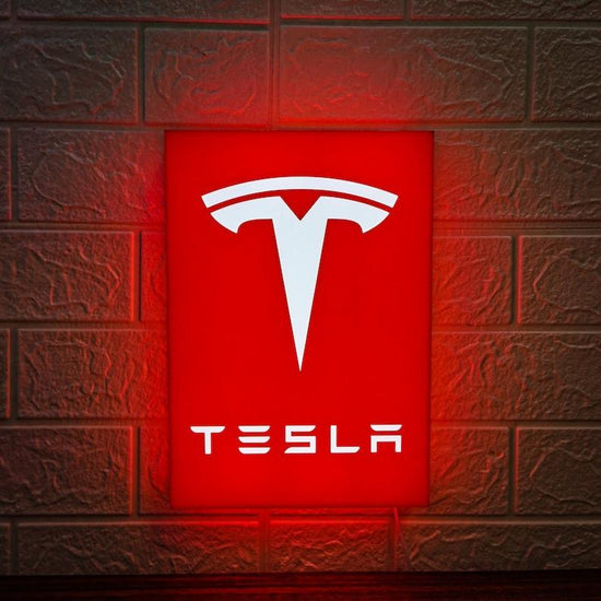 Tesla LED Lightbox, Garage Sign and Garage Decor for Tesla Model 3, Cyber Truck, Gift for men and Fathers Day Gift