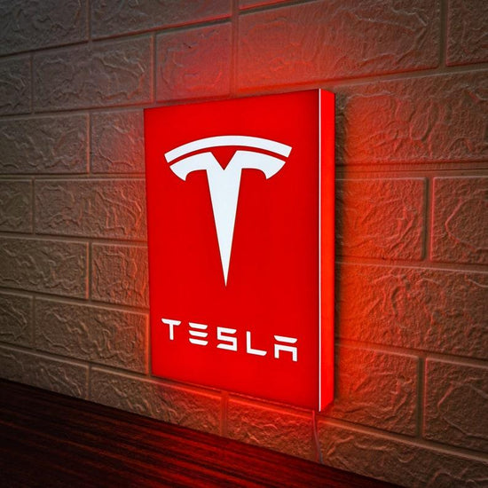 Tesla LED Lightbox, Garage Sign and Garage Decor for Tesla Model 3, Cyber Truck, Gift for men and Fathers Day Gift