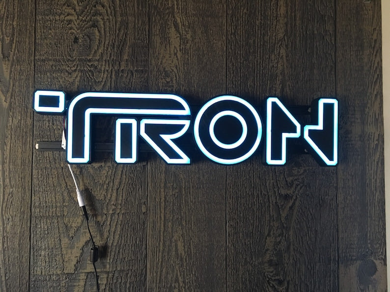 TRON Legacy style 3D Printed RGB LED illuminated wall sign