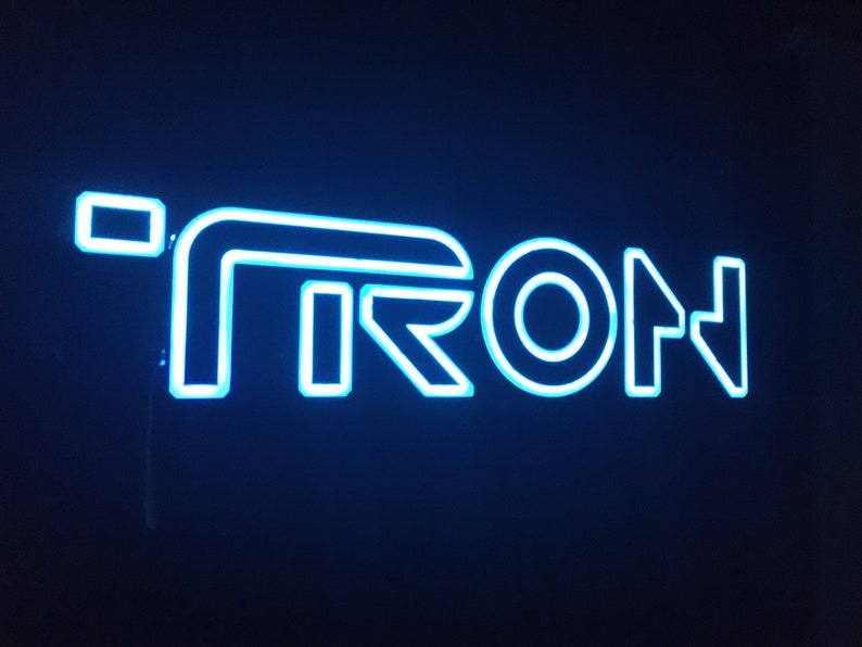 TRON Legacy style 3D Printed RGB LED illuminated wall sign