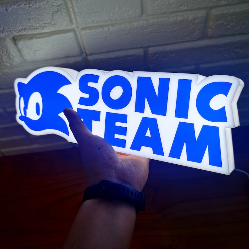 Sonic The Hedgehog Sonic Team Design Lightbox, Hedgehog Gifts, 3D Printed and Powered By USB with Dimming Function, Great For SEGA Fans