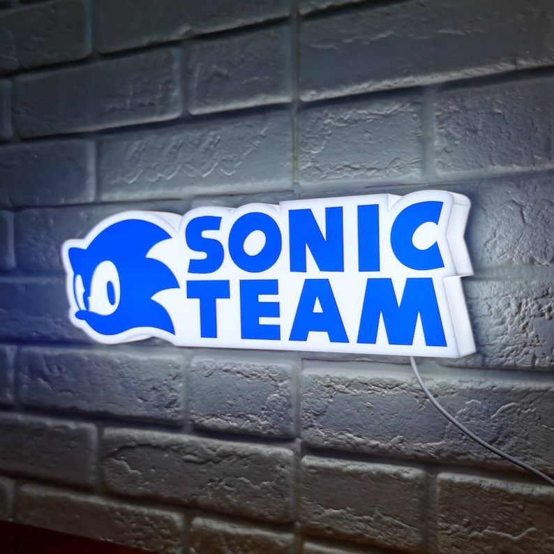 Sonic The Hedgehog Sonic Team Design Lightbox, Hedgehog Gifts, 3D Printed and Powered By USB with Dimming Function, Great For SEGA Fans