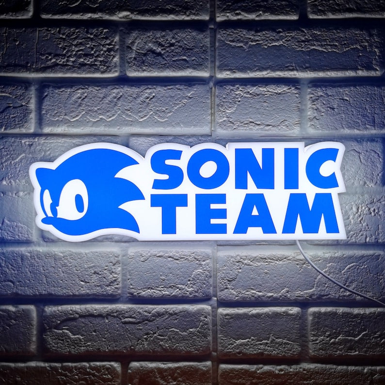 Sonic The Hedgehog Sonic Team Design Lightbox, Hedgehog Gifts, 3D Printed and Powered By USB with Dimming Function, Great For SEGA Fans