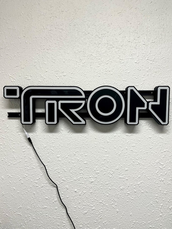 TRON Legacy style 3D Printed RGB LED illuminated wall sign