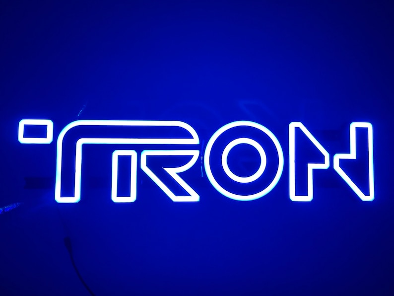 TRON Legacy style 3D Printed RGB LED illuminated wall sign