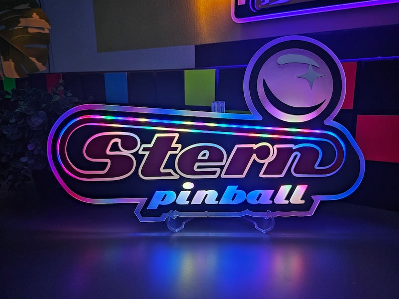 Pinball Logo Sign w/ Changeable Animation Light | Led - Neon Game Room Wall, Desk & Shelf Art