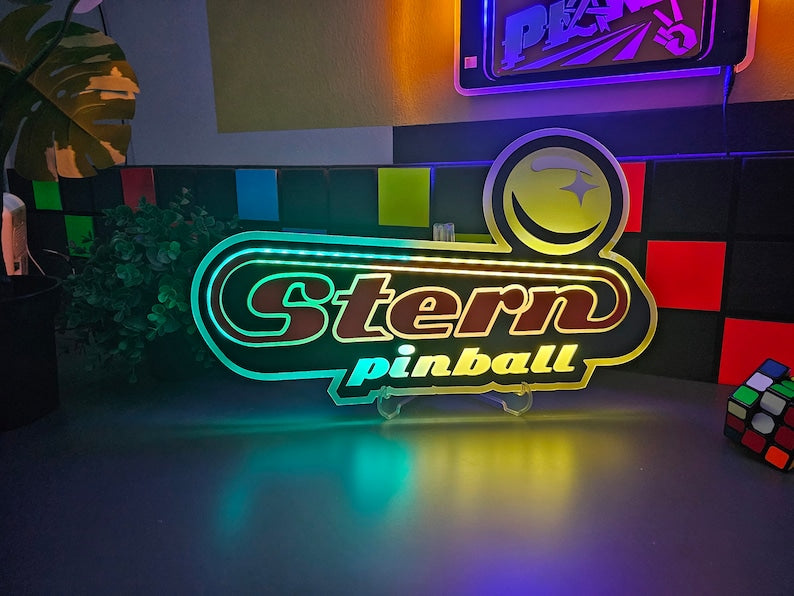 Pinball Logo Sign w/ Changeable Animation Light | Led - Neon Game Room Wall, Desk & Shelf Art