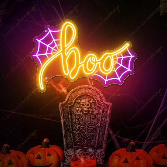 Boo Spider web Neon Sign, Halloween Neon Sign Happy Halloween Halloween Pumpkin Neon Sign Halloween Decor Sign Gifts For Kids