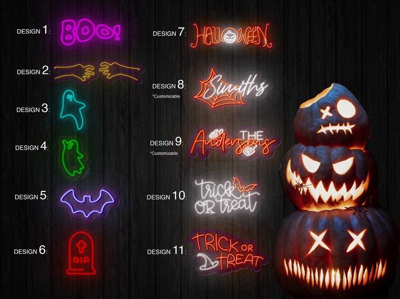 Spooky Neon Sign, Halloween Decor Lights, Scary Boo Neon Led Night Light, Ghost Pumpkin Porch Decoration, Custom Halloween Gift for Kids