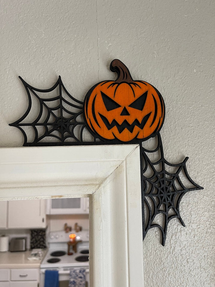 Halloween Door Corner Sign - Door Corner Decor - Halloween Decorating - Halloween Signs - Spider Web Decor - Halloween Color - Pumpkin