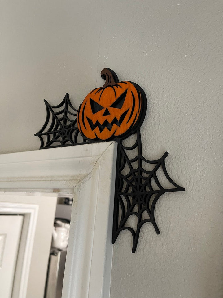 Halloween Door Corner Sign - Door Corner Decor - Halloween Decorating - Halloween Signs - Spider Web Decor - Halloween Color - Pumpkin