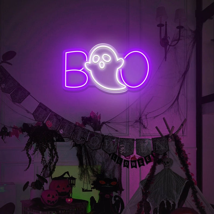 Ghost Boo Neon Sign/ Boo Led Sign/ Ghost Led Light/ Halloween Ghost Sign/ Halloween Party Led Sign/ Halloween Decor Bedroom