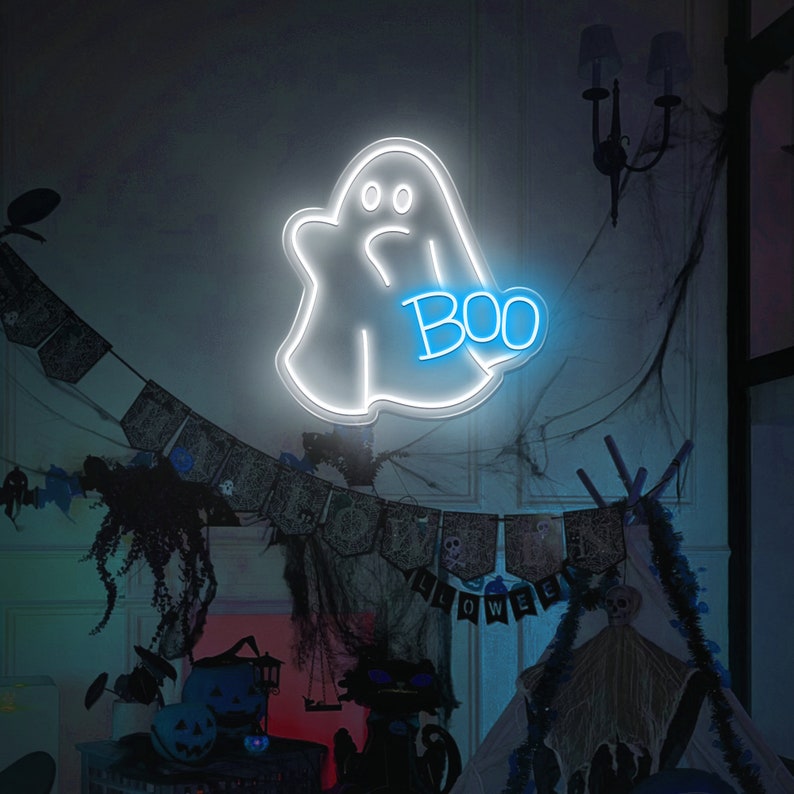 Ghost Boo Neon Sign, Boo Led Sign, Ghost Led Light, Halloween Ghost Sign, Halloween Party Led Sign, Halloween Decor Bedroom, Gift For Kids