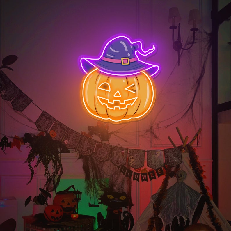 Halloween Decoration Light/ Evil Pumpkin Neon Sign/ Spooky Pumpkin Led Neon Light/ Neon Light Sign/ Halloween Home Decor/Pumpkin Neon Sign