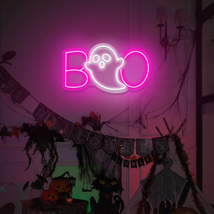 Ghost Boo Neon Sign/ Boo Led Sign/ Ghost Led Light/ Halloween Ghost Sign/ Halloween Party Led Sign/ Halloween Decor Bedroom