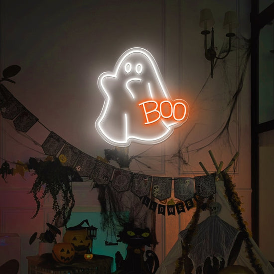 Ghost Boo Neon Sign, Boo Led Sign, Ghost Led Light, Halloween Ghost Sign, Halloween Party Led Sign, Halloween Decor Bedroom, Gift For Kids