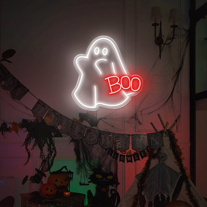 Ghost Boo Neon Sign, Boo Led Sign, Ghost Led Light, Halloween Ghost Sign, Halloween Party Led Sign, Halloween Decor Bedroom, Gift For Kids