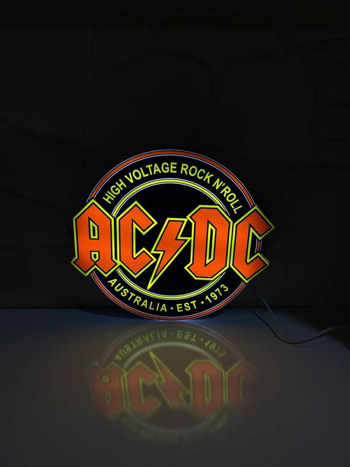 AC/DC haute tension Rock N' Roll 3D imprimé LED Lightbox jeu Lightbox