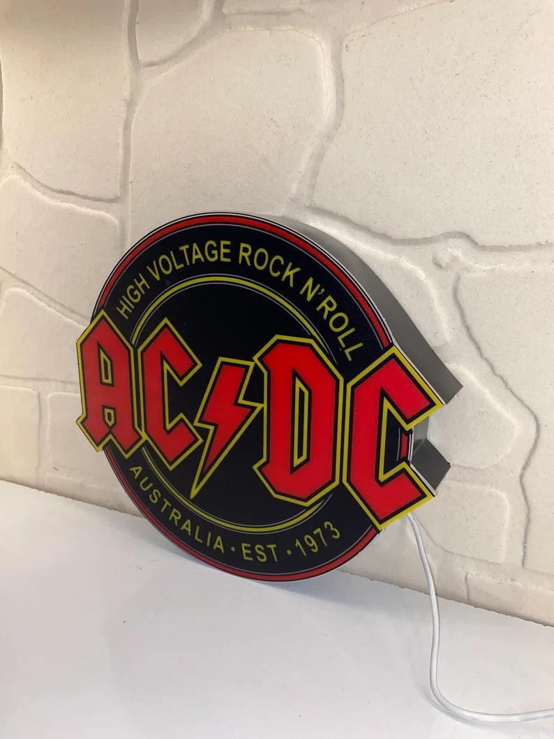 AC/DC High Voltage Rock N' Roll  3D Printed LED Lightbox Game Lightbox