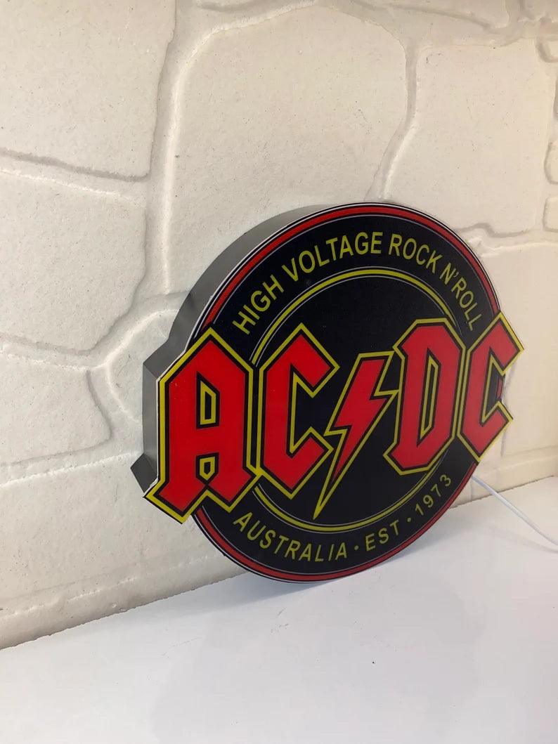 AC/DC High Voltage Rock N' Roll  3D Printed LED Lightbox Game Lightbox