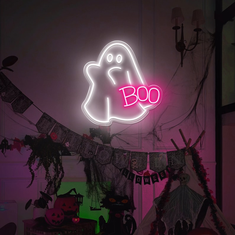 Ghost Boo Neon Sign, Boo Led Sign, Ghost Led Light, Halloween Ghost Sign, Halloween Party Led Sign, Halloween Decor Bedroom, Gift For Kids