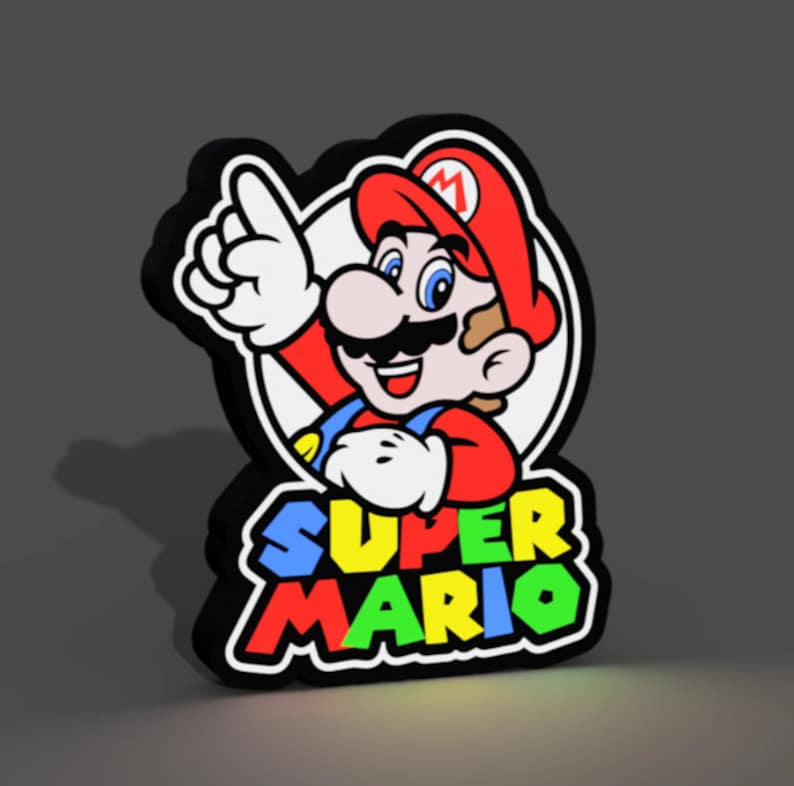 Mario from Super Mario Brothers inspired LED Lightbox Sign/Lamp - FYLZGO Signs