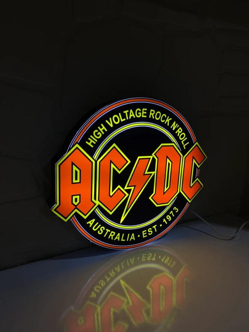 AC/DC High Voltage Rock N' Roll  3D Printed LED Lightbox Game Lightbox