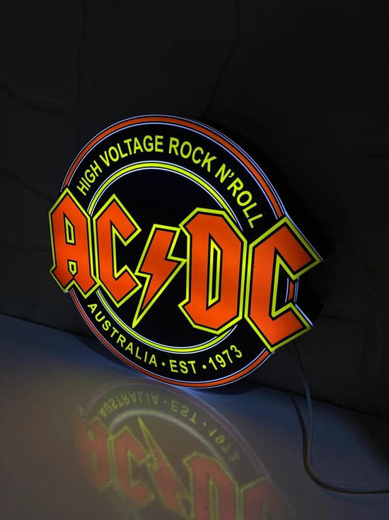 AC/DC High Voltage Rock N' Roll  3D Printed LED Lightbox Game Lightbox