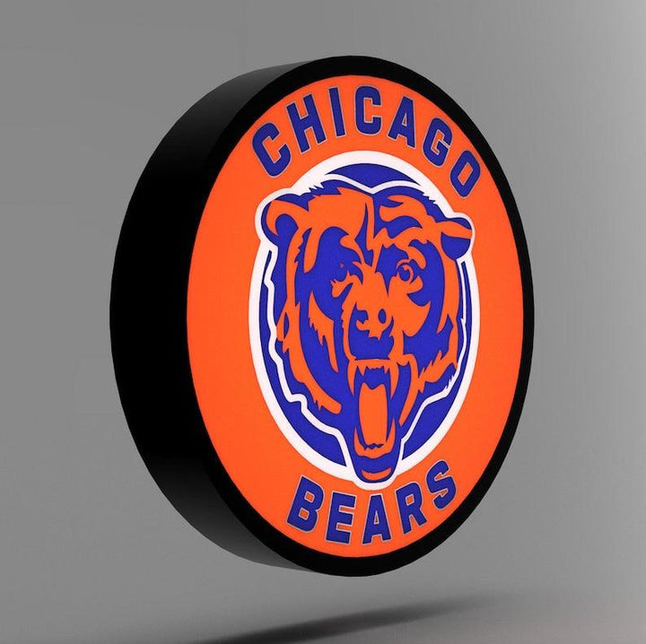 Chicago Bears Round Logo inspiré - LED Lightbox - Lampe/Signe