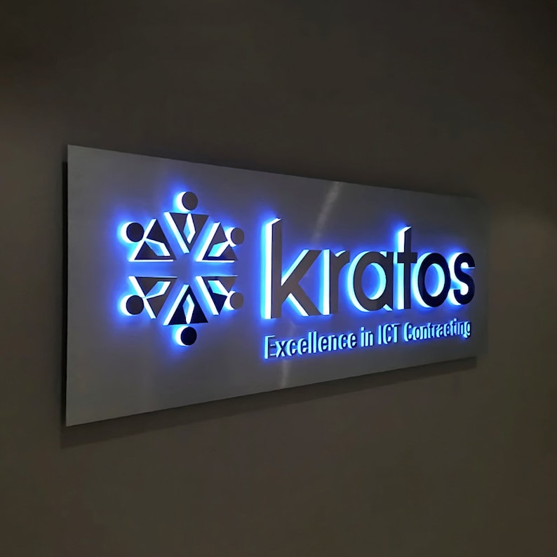 Custom 3D Metal Backlit Signs – Stainless Steel Business Sign