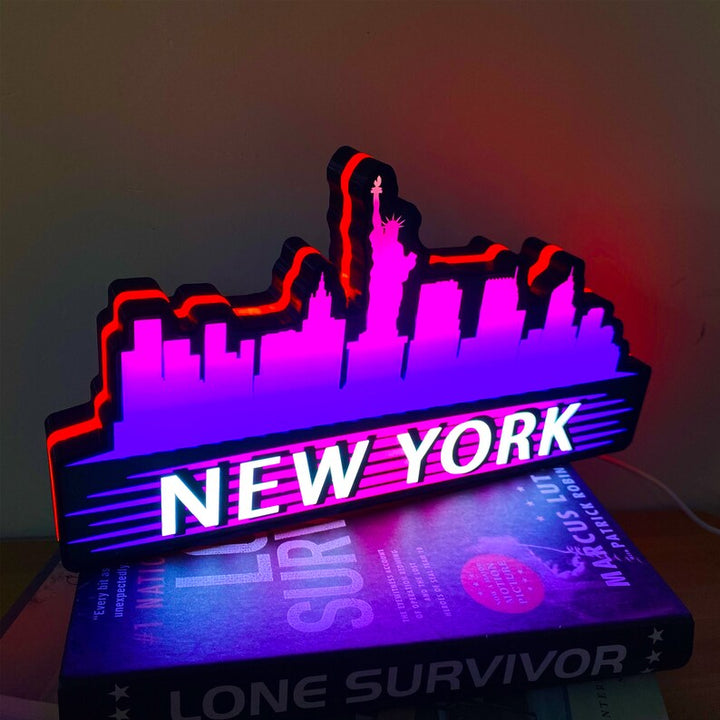 City Skyline Led Sign Custom Wall Decor, Custom Led Light Box, 3D Print Sign Birthday Gifts, LightBox Custom Name Sign, Personalized Gifts