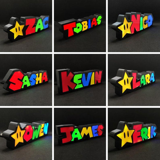 CUSTOM NAME Super Mario Style Neon LED Lightbox - FYLZGO Signs