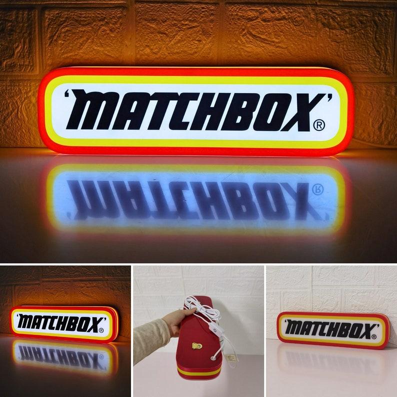 Matchbox Logo Inspired LED Lightbox, Dimmable & USB Powered, Perfect for Matchbox car collectors