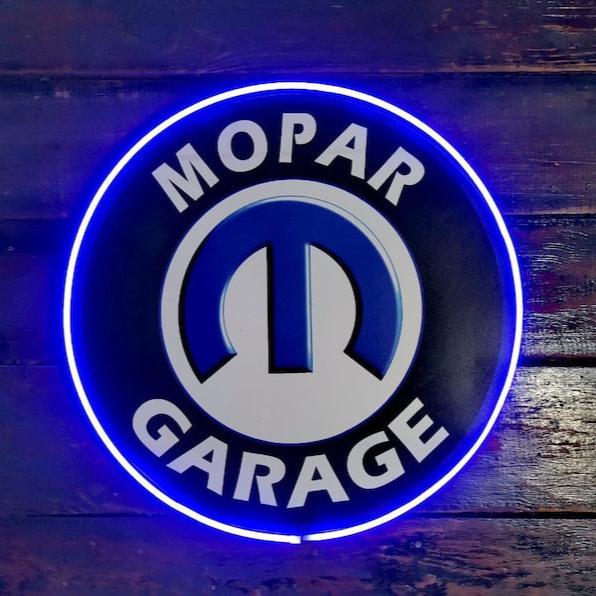 Enseigne au néon hémi LED de garage Dodge Mopar de 18 pouces inspirée du design avec lumière bleue