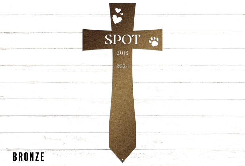 Cross Pet Memorial Personalized Garden Stake | Pet Grave Marker | Pet Loss | Sympathy Gift | Yard Art | Garden Decor | Gift for Her