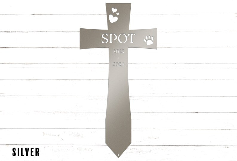 Cross Pet Memorial Pieu de jardin personnalisé | Marqueur funéraire pour animaux de compagnie | Perte d'animaux | Cadeau de sympathie | Art de cour | Décor de jardin | Cadeau pour elle