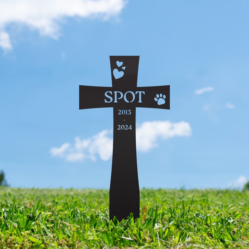 Cross Pet Memorial Pieu de jardin personnalisé | Marqueur funéraire pour animaux de compagnie | Perte d'animaux | Cadeau de sympathie | Art de cour | Décor de jardin | Cadeau pour elle