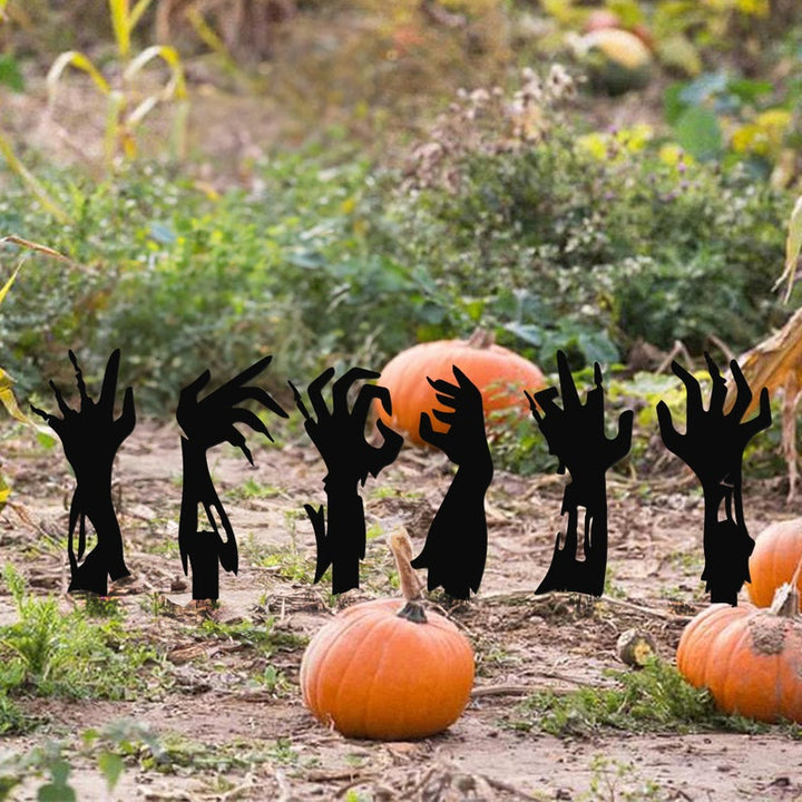 Signe métallique de mains de zombie, pieu de cour en métal de mains de zombie, décor d’Halloween, signe d’Halloween, décoration de zombie, décor extérieur d’Halloween