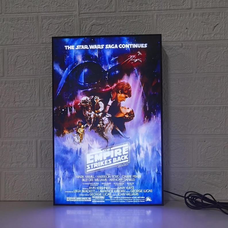 Star Wars The Empire Strikes Back Movie Poster LED Lightbox | Fully Dimmable & Powered by USB