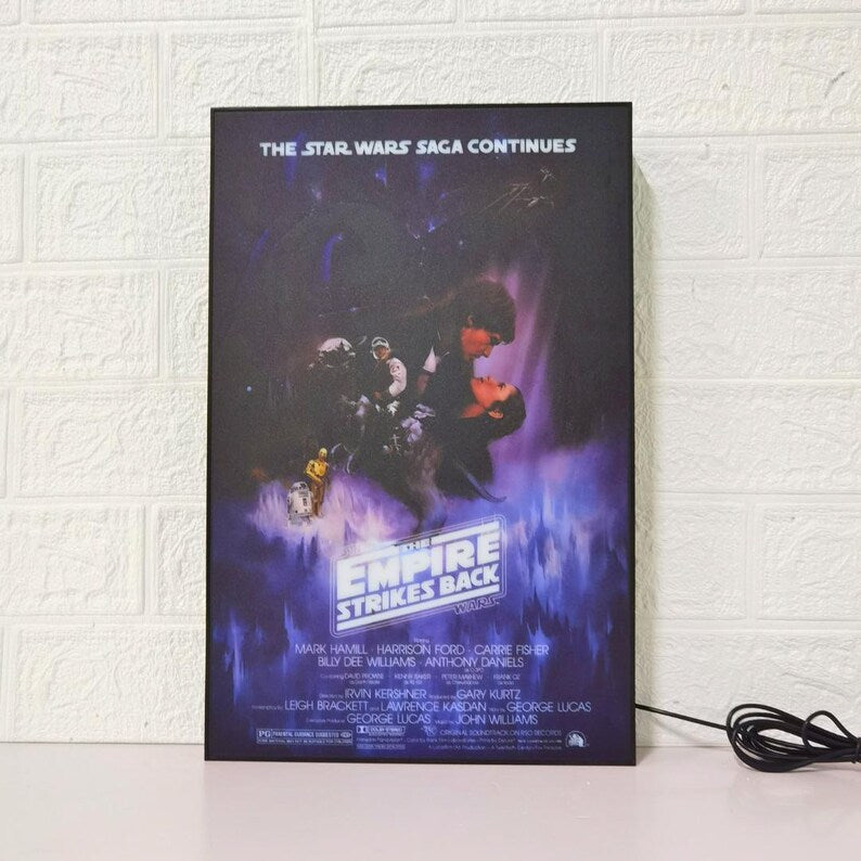 Star Wars The Empire Strikes Back Movie Poster LED Lightbox | Fully Dimmable & Powered by USB