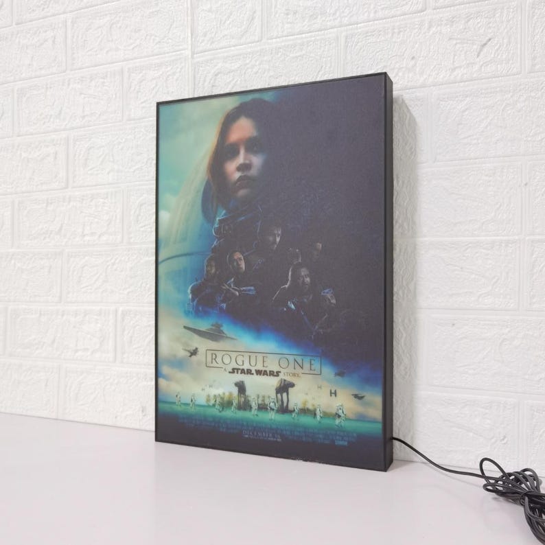 Star Wars Rogue One Movie Poster LED Lightbox | Fully Dimmable & Powered by USB