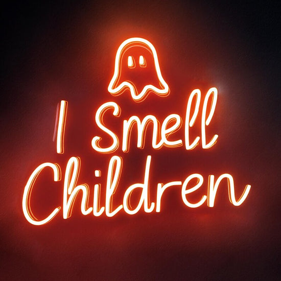 I Smell Children Halloween Neon Sign Decoration | Ghost LED Light | Kid's Room Decor| Indoor Outdoor Neon Sign | Halloween Wall Art Decor