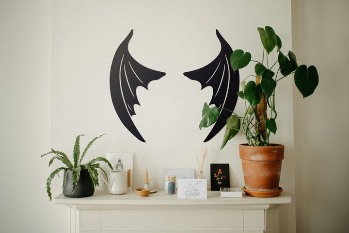 Fantasy Bat Wings Metal Wall Decor | Demon Wings Wall Hanging | Halloween Decor | The Bat Boys Wall Art | Bookish Home Decor