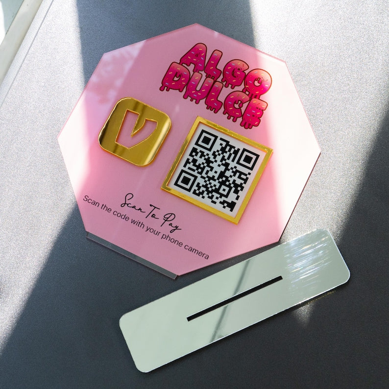 Mini qr code sign, QR Code Sign Social Media, QR Code Display Sign Acrylic, Custom QR Code Sign, Payment Method Sign, Custom Logo Sign