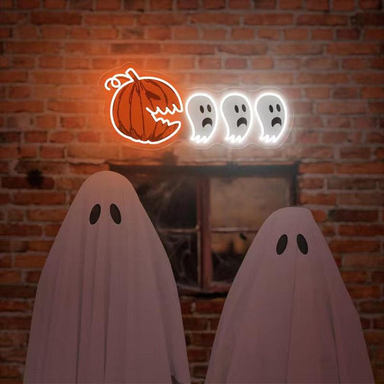 Halloween Ghost Neon Sign, Spooky Vibes Sign, Funny Halloween Home Decor, Halloween Party Light, Pumpkin Ghost Halloween LED, Halloween Gift