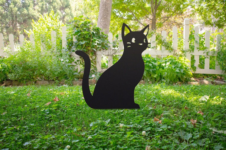 Cute Cat Yard Stake | Garden Decor | Animal Yard Art | Halloween Decor | Black Cat Decor | Halloween Cat | Cat Lover Gift